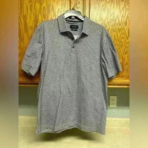 Men’s‎ Bugatchi Large tan/blue button up short sleeve